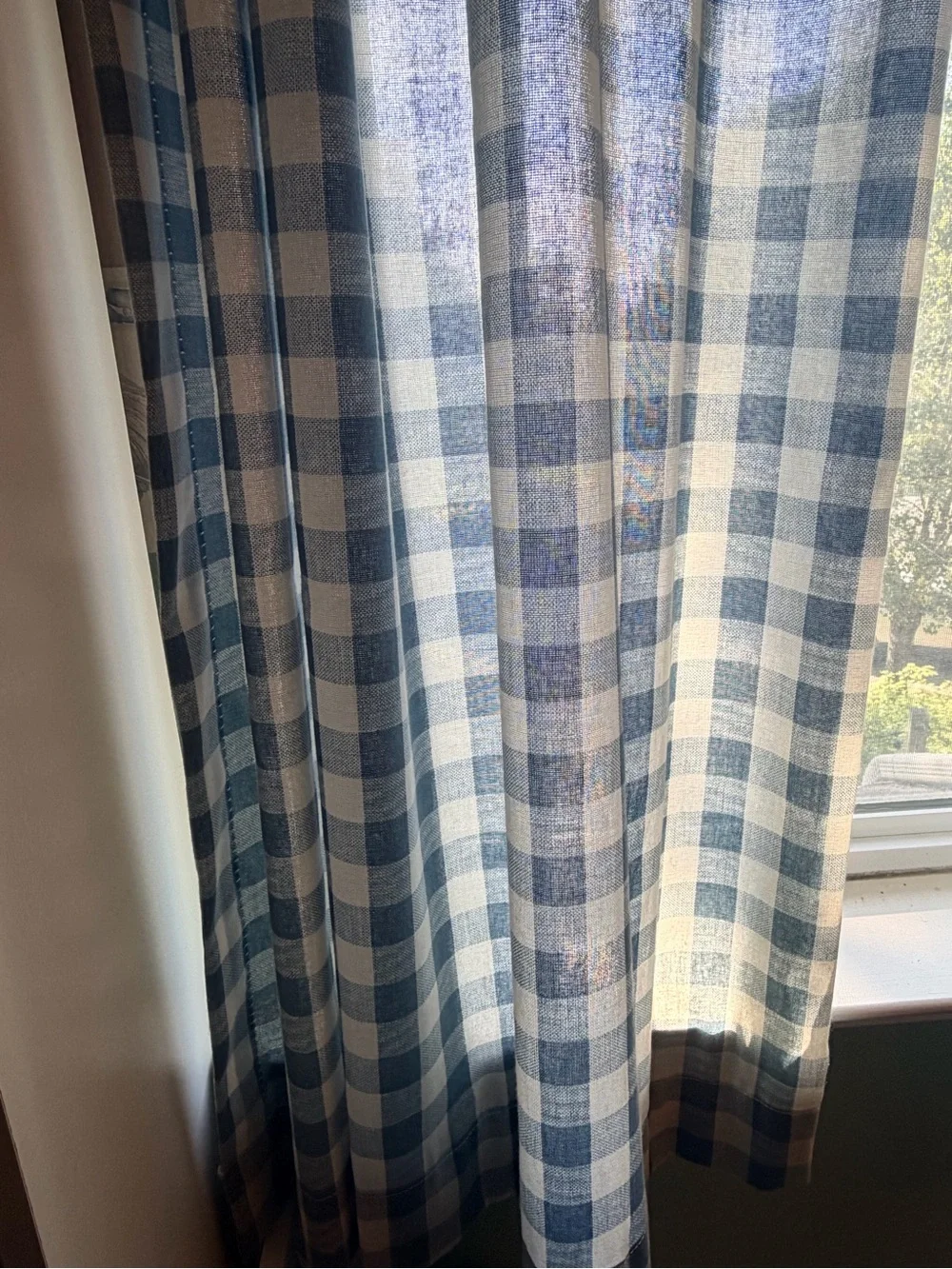 Blue Check Gingham Country Window Curtains - Home Accents 63”